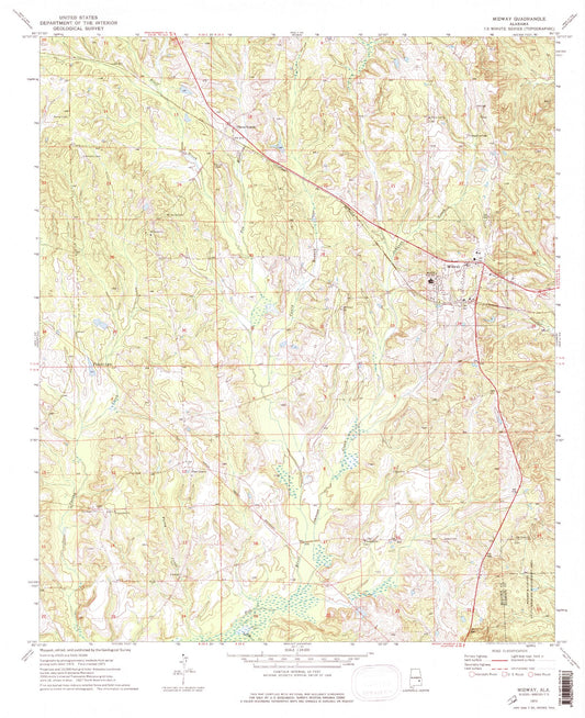 Classic USGS Midway Alabama 7.5'x7.5' Topo Map Image