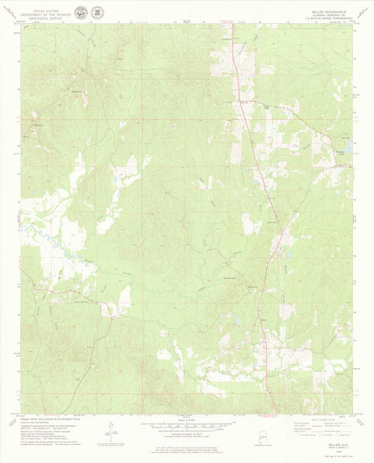 Classic USGS Miller Alabama 7.5'x7.5' Topo Map Image