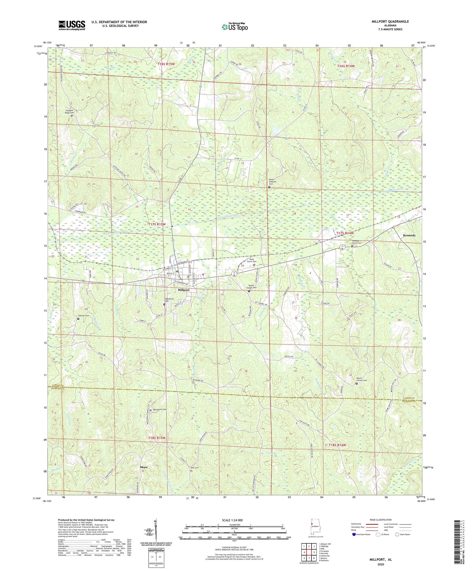 Millport Alabama US Topo Map Image