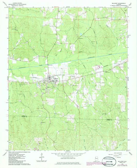 Classic USGS Millport Alabama 7.5'x7.5' Topo Map Image
