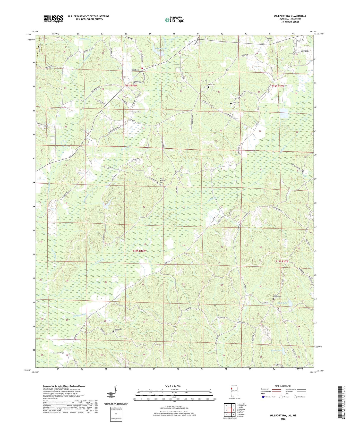 Millport NW Alabama US Topo Map Image