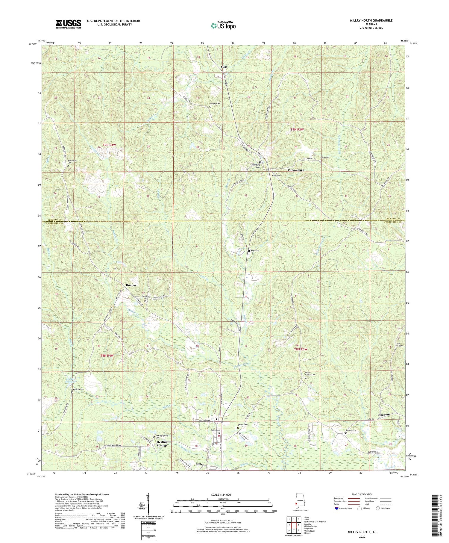 Millry North Alabama US Topo Map Image