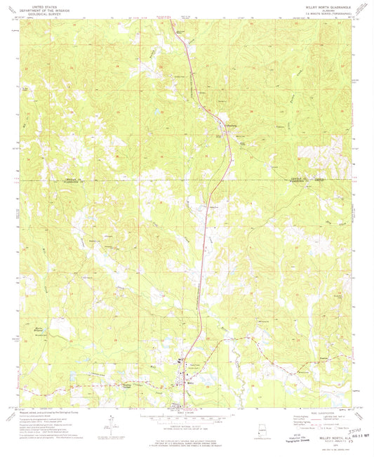 Classic USGS Millry North Alabama 7.5'x7.5' Topo Map Image