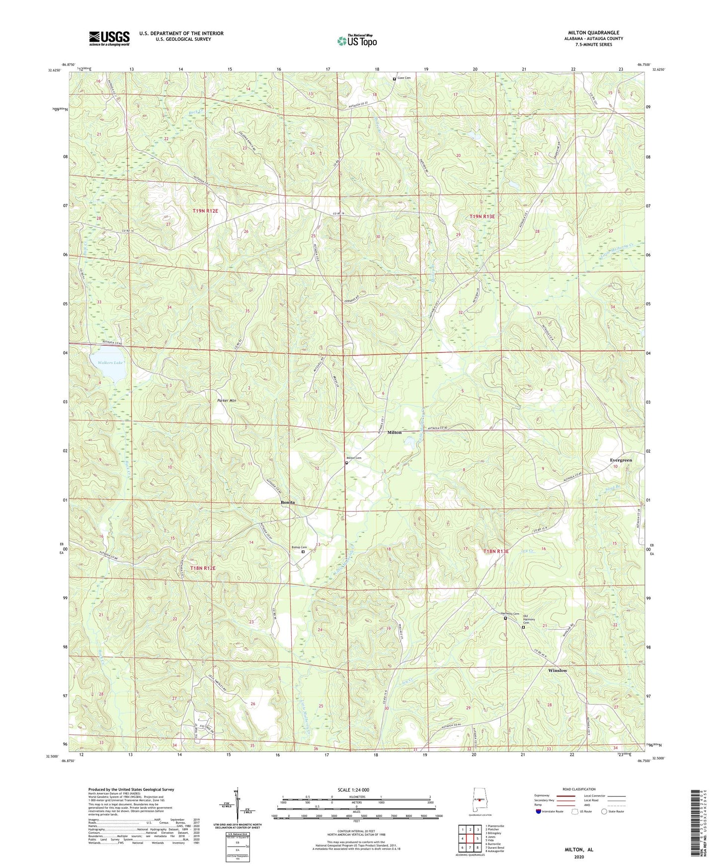 Milton Alabama US Topo Map Image