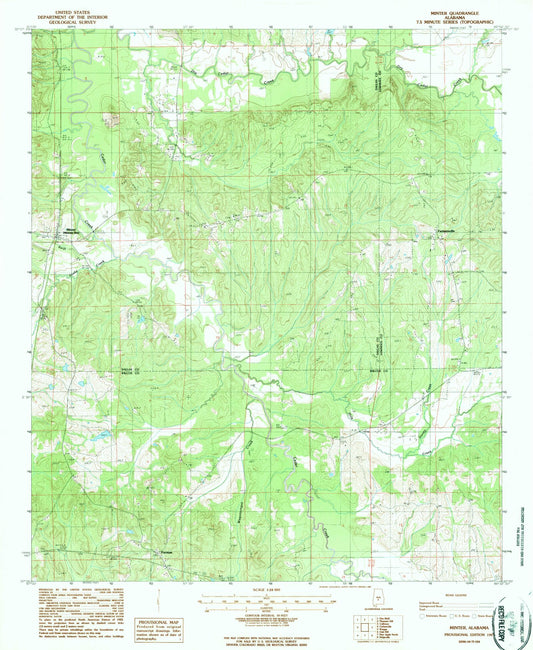 Classic USGS Minter Alabama 7.5'x7.5' Topo Map Image