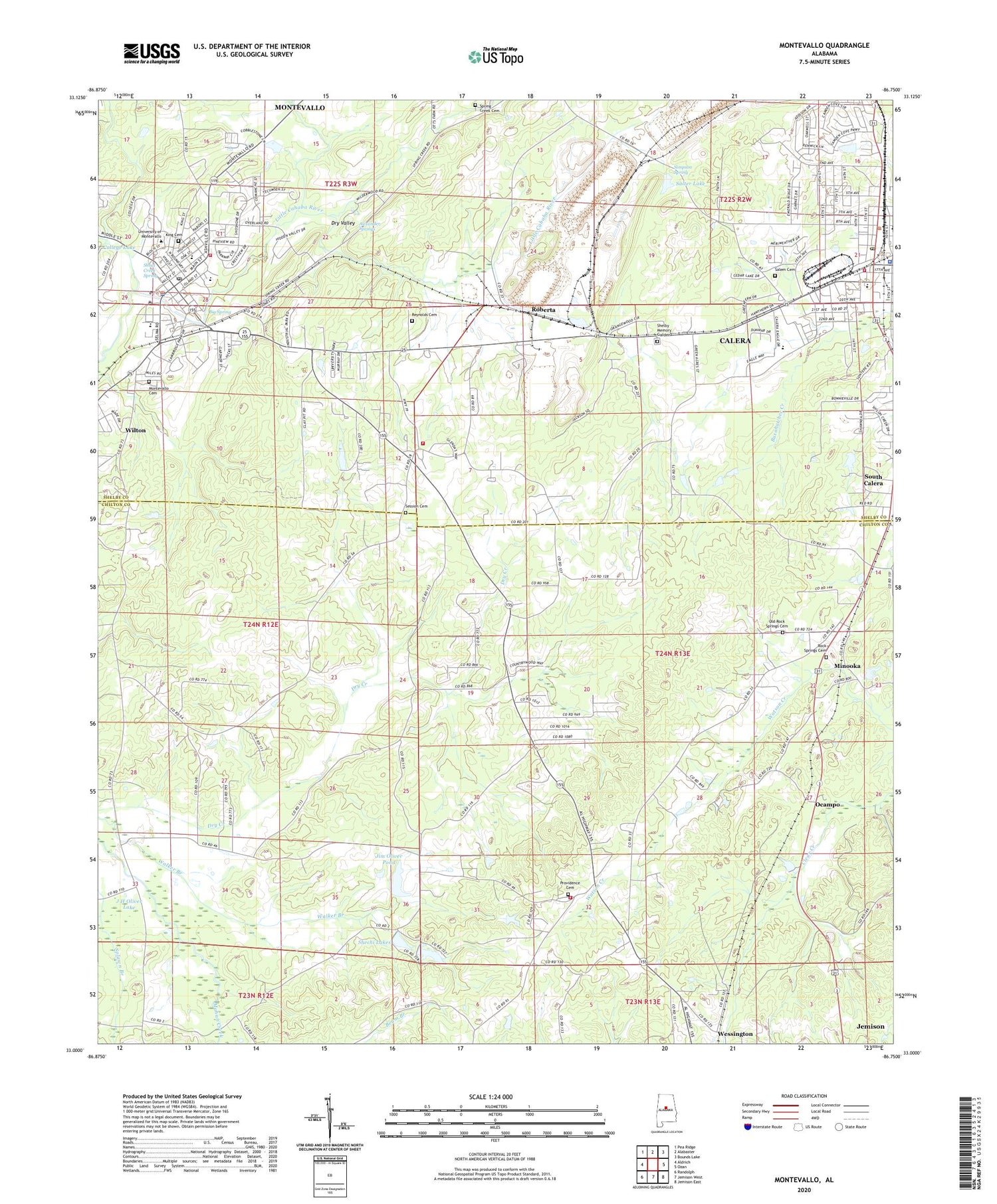 Montevallo Alabama US Topo Map Image