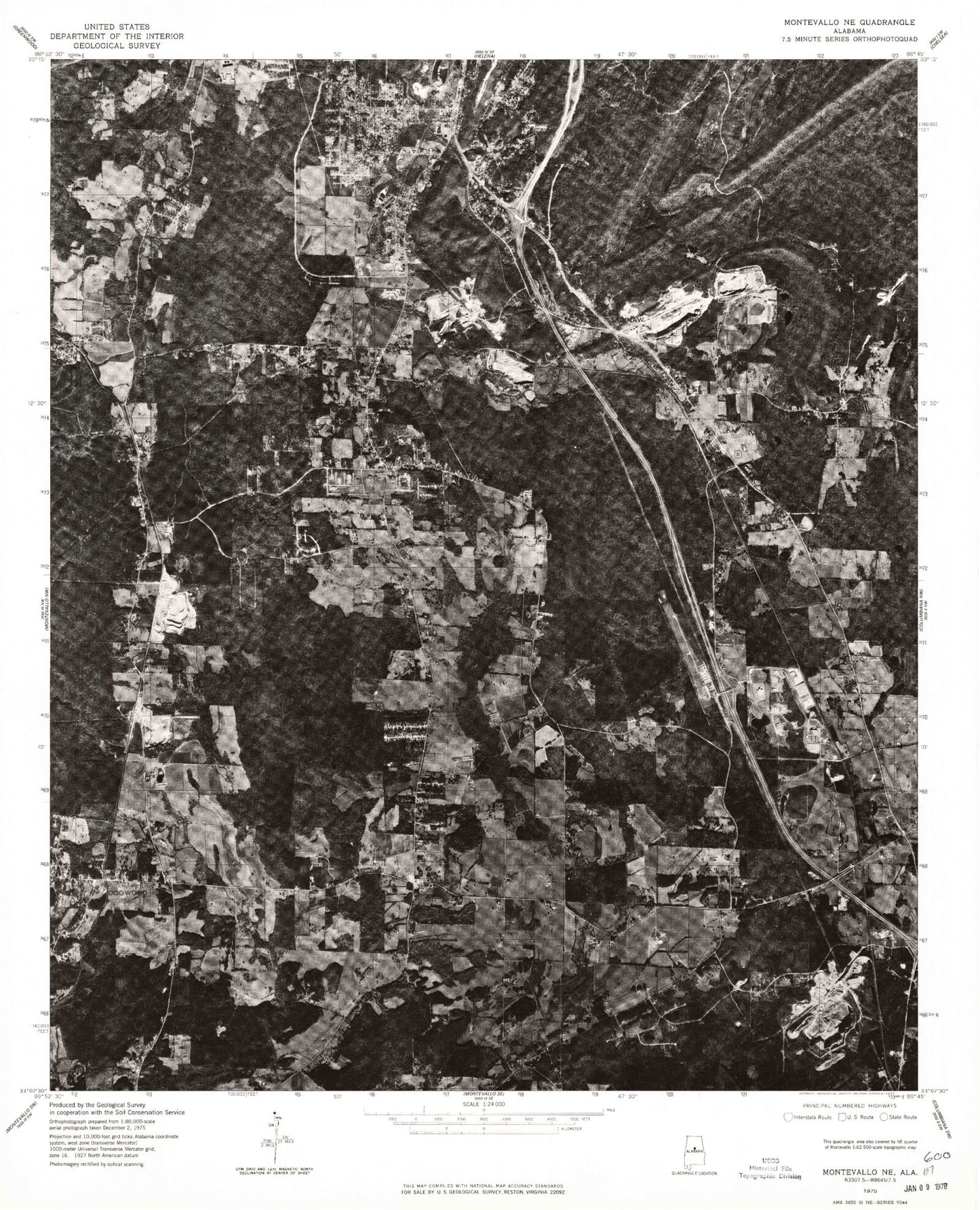 Classic USGS Alabaster Alabama 7.5'x7.5' Topo Map Image