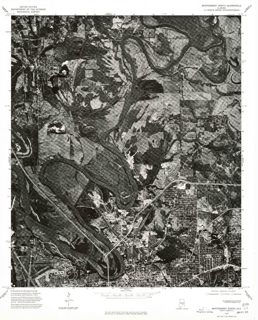 Classic USGS Montgomery North Alabama 7.5'x7.5' Topo Map Image