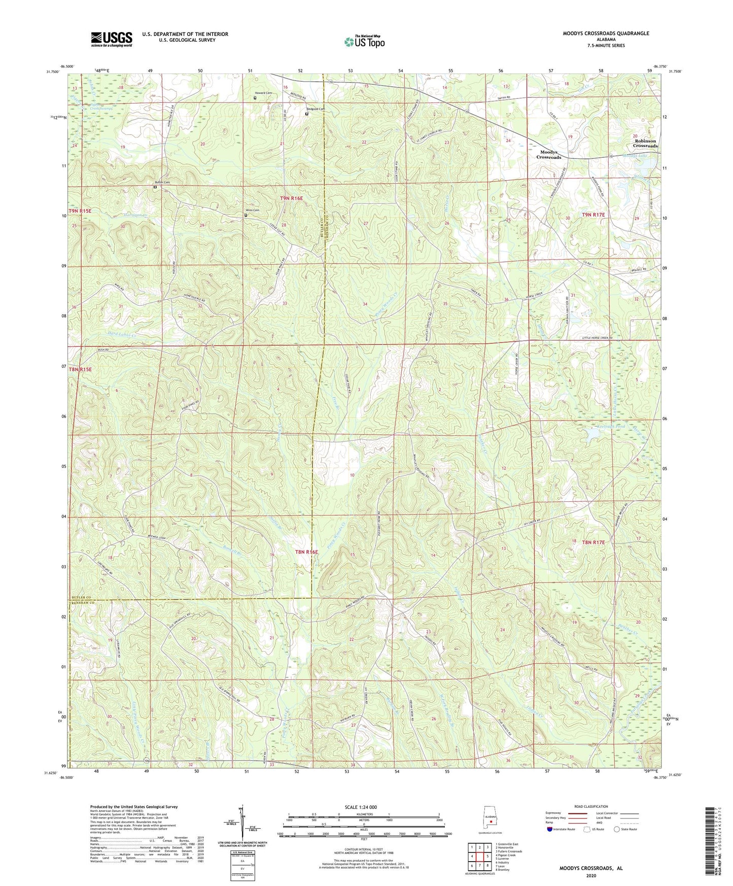 Moodys Crossroads Alabama US Topo Map Image
