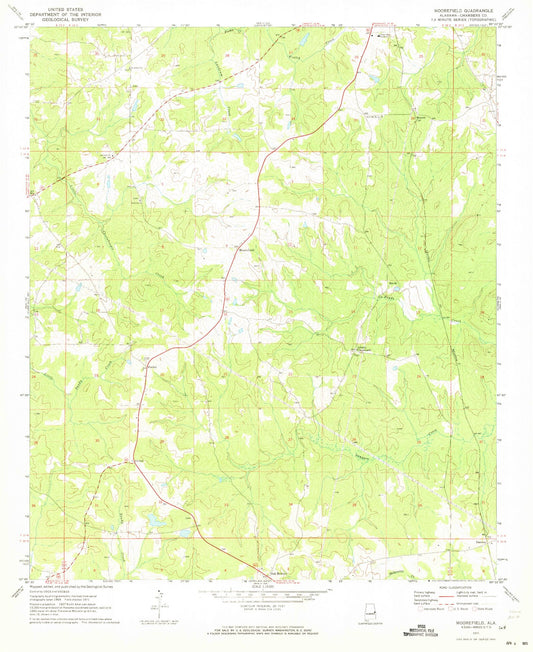 Classic USGS Moorefield Alabama 7.5'x7.5' Topo Map Image