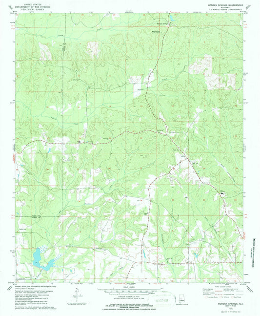 Classic USGS Morgan Springs Alabama 7.5'x7.5' Topo Map Image