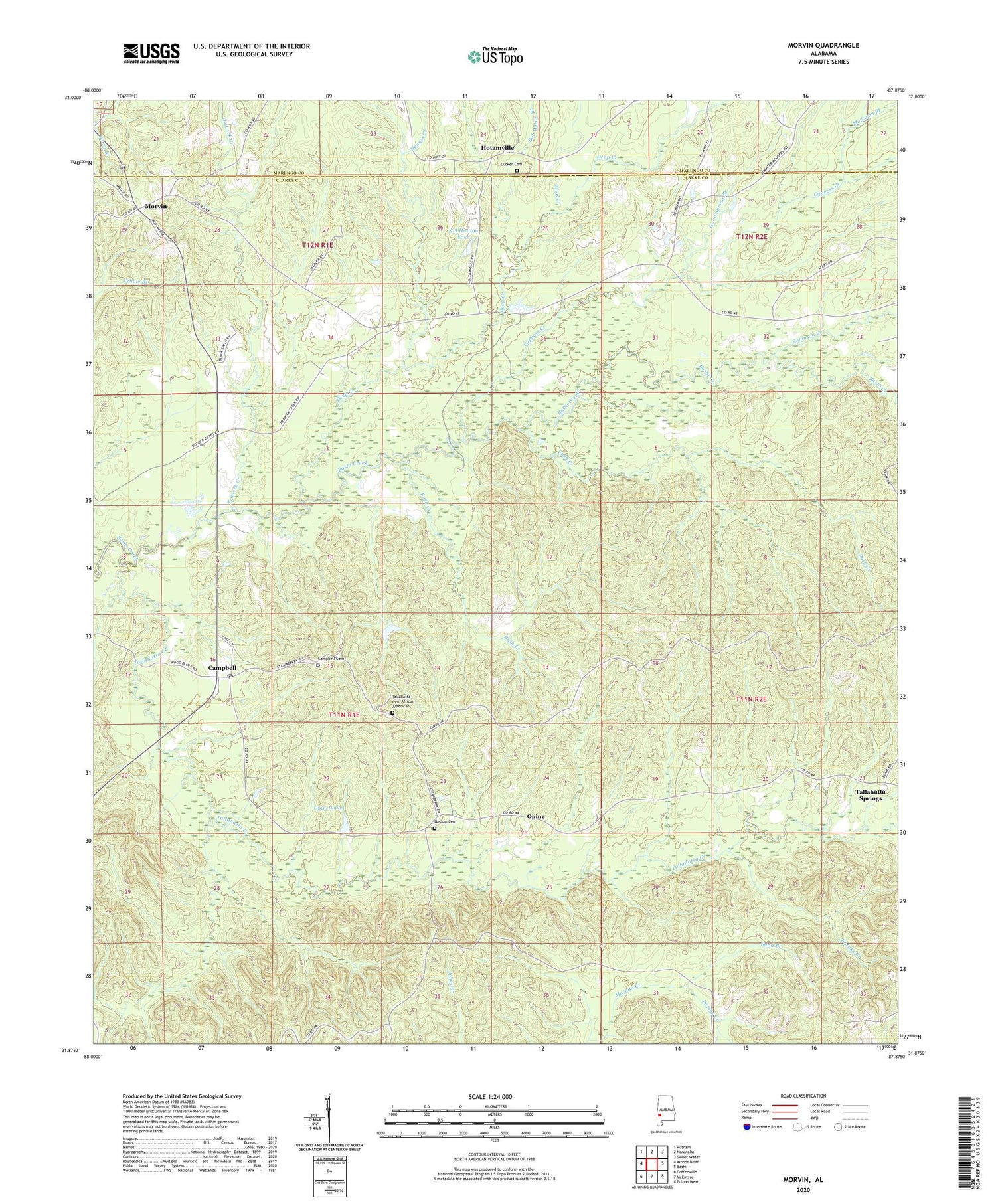 Morvin Alabama US Topo Map Image