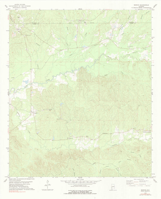 Classic USGS Morvin Alabama 7.5'x7.5' Topo Map Image