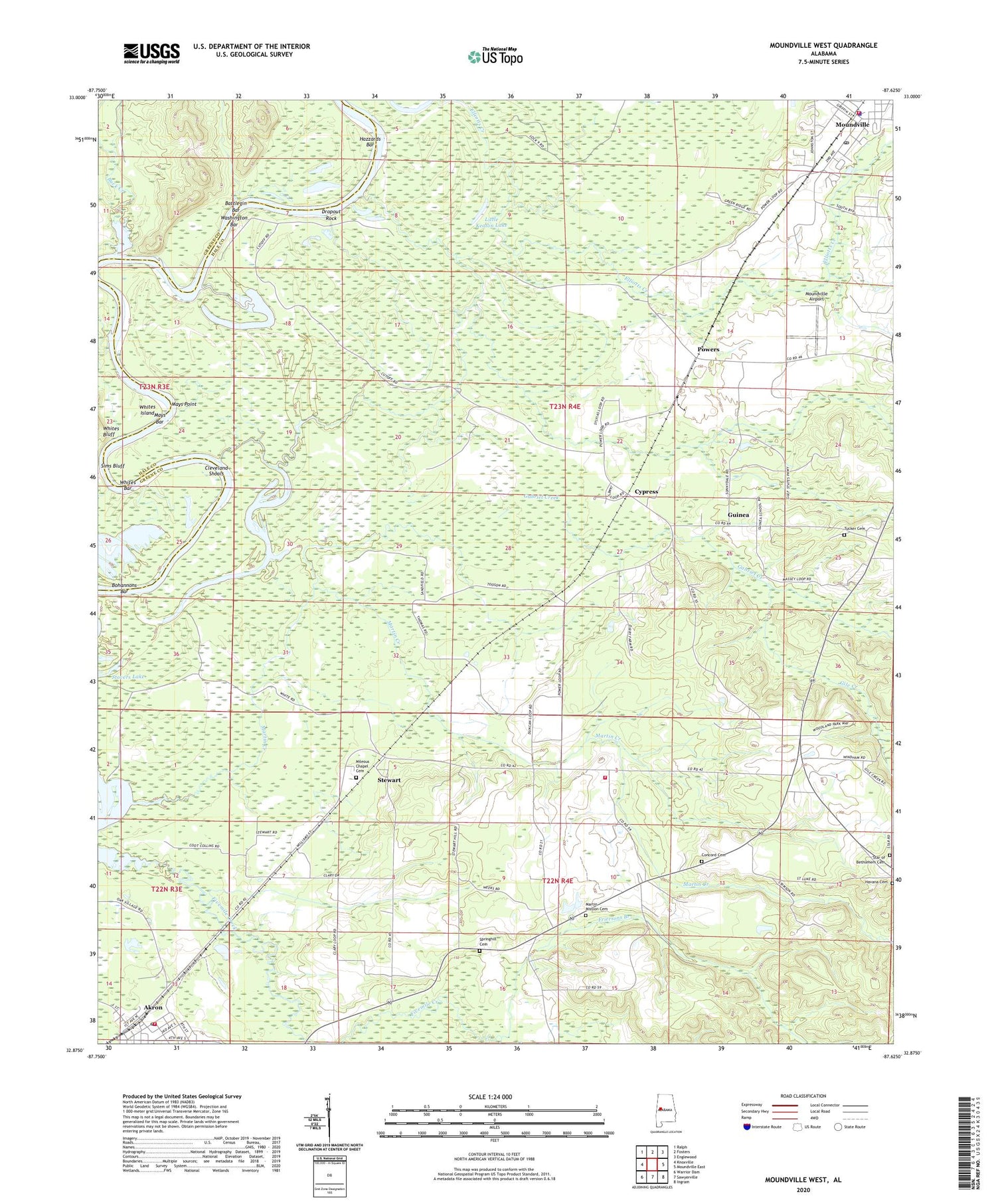 Moundville West Alabama US Topo Map Image