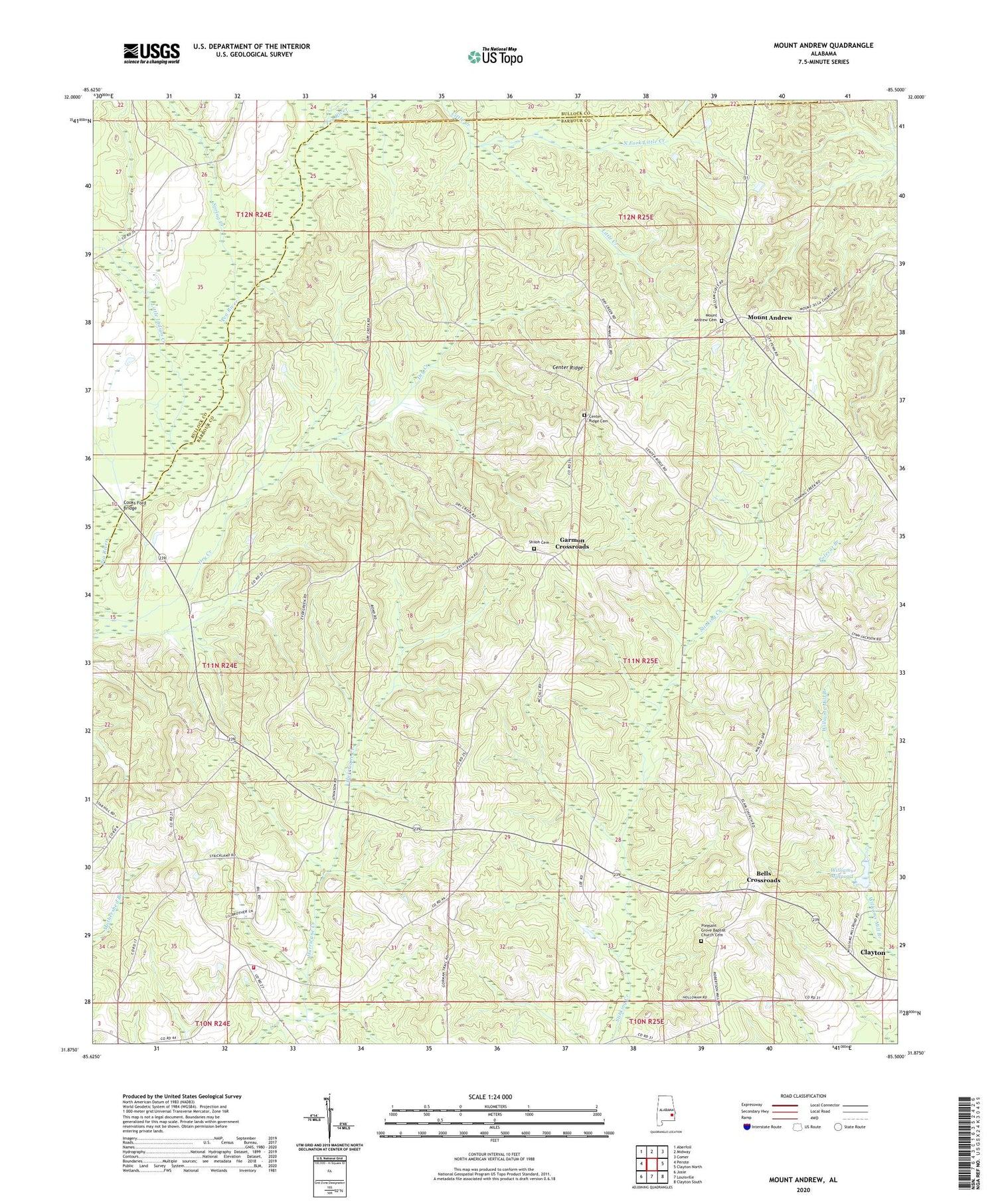 Mount Andrew Alabama US Topo Map Image