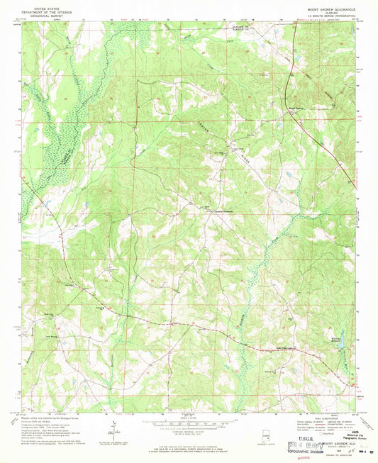 Classic USGS Mount Andrew Alabama 7.5'x7.5' Topo Map Image