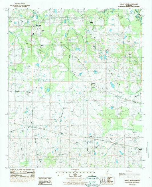 Classic USGS Mount Meigs Alabama 7.5'x7.5' Topo Map Image