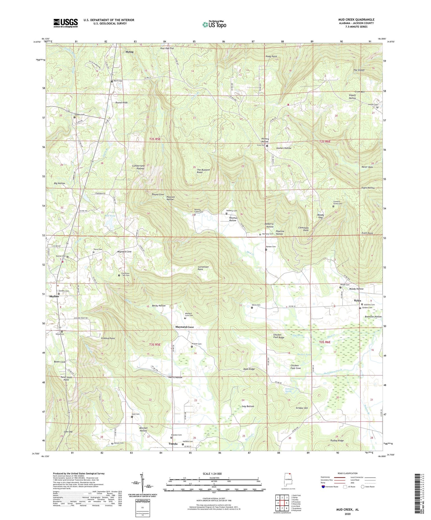 Mud Creek Alabama US Topo Map Image