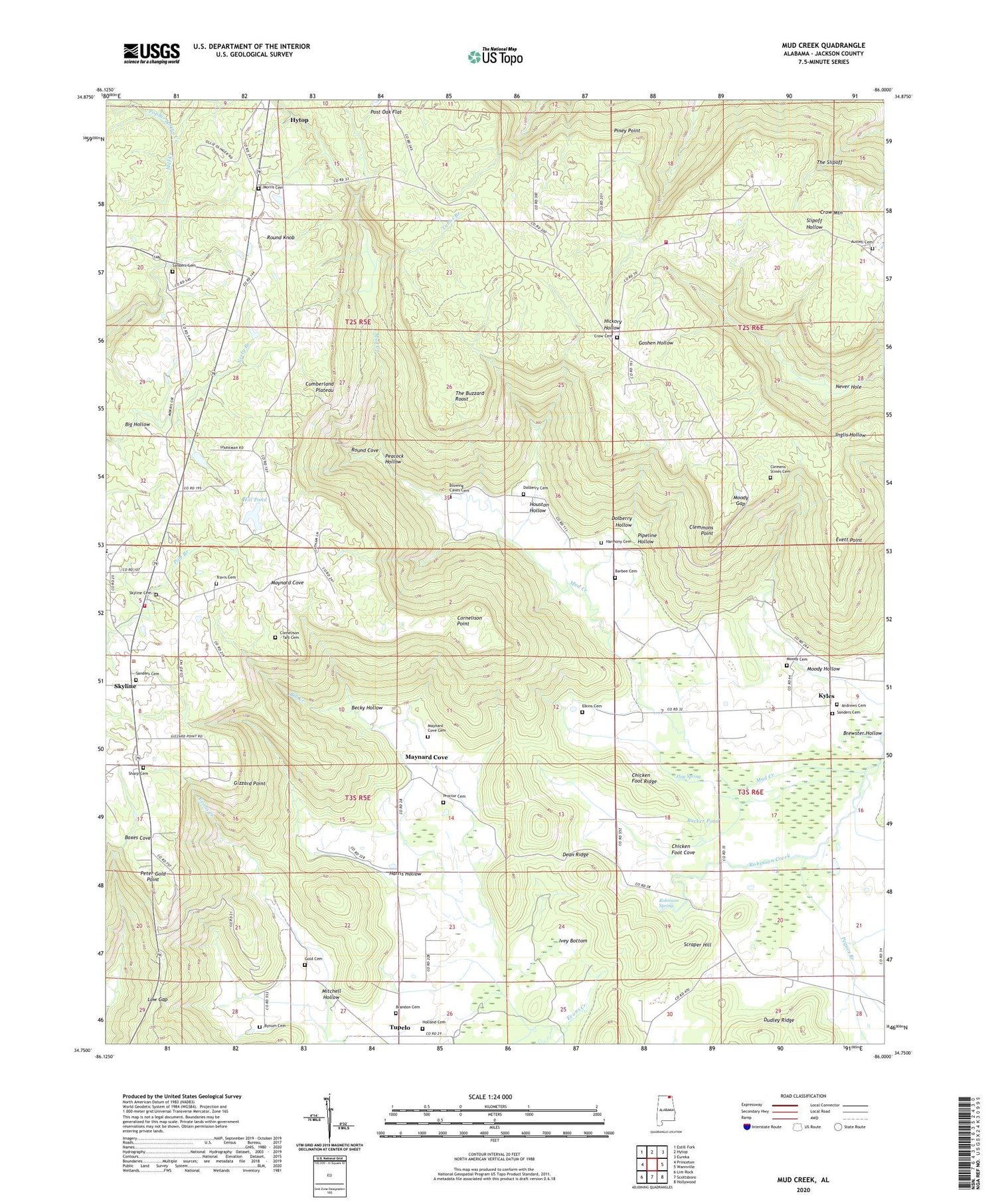 Mud Creek Alabama US Topo Map Image