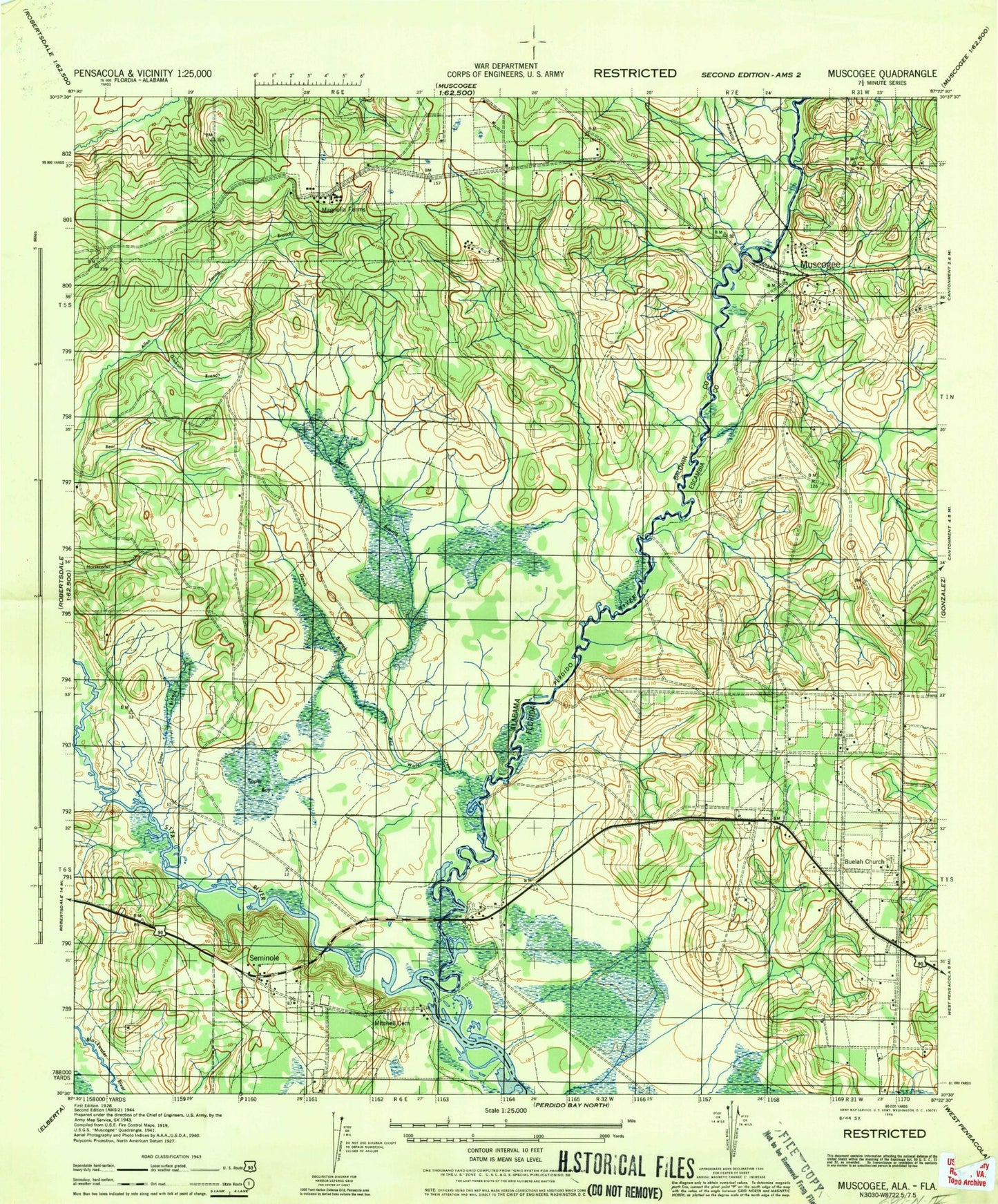 Classic USGS Seminole Alabama 7.5'x7.5' Topo Map Image