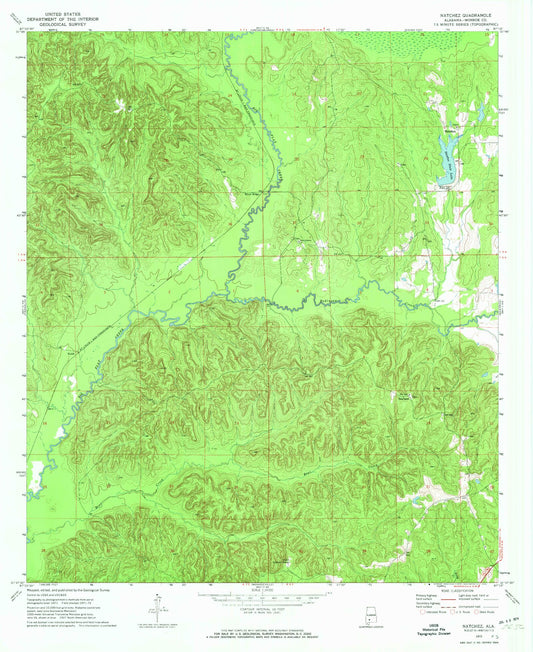 Classic USGS Natchez Alabama 7.5'x7.5' Topo Map Image