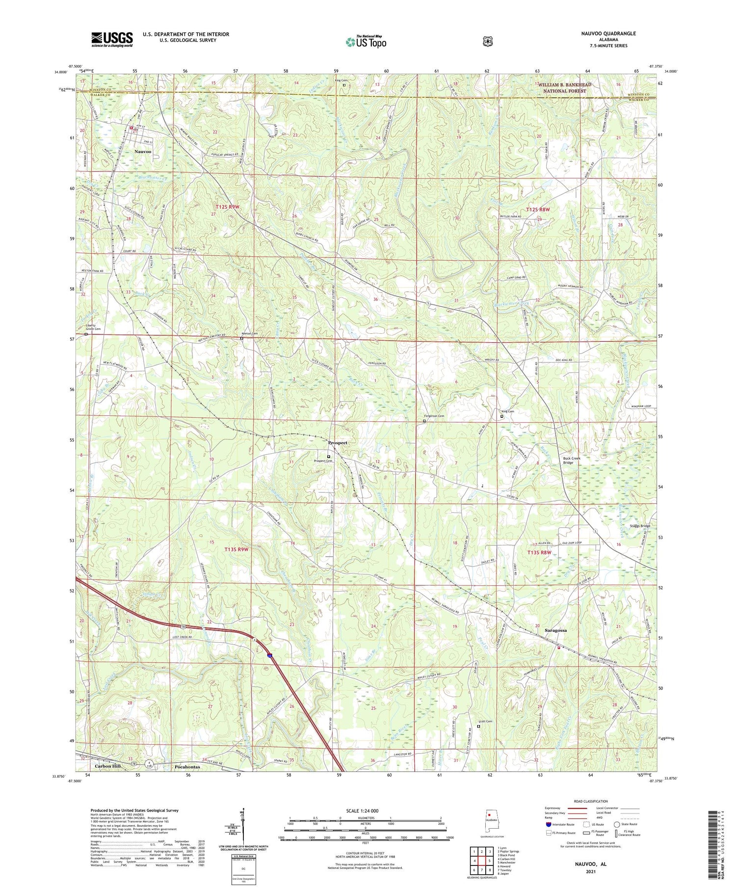 Nauvoo Alabama US Topo Map Image