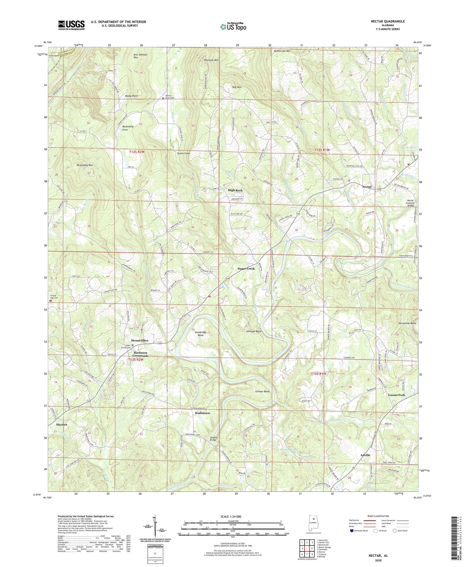 Nectar Alabama US Topo Map Image