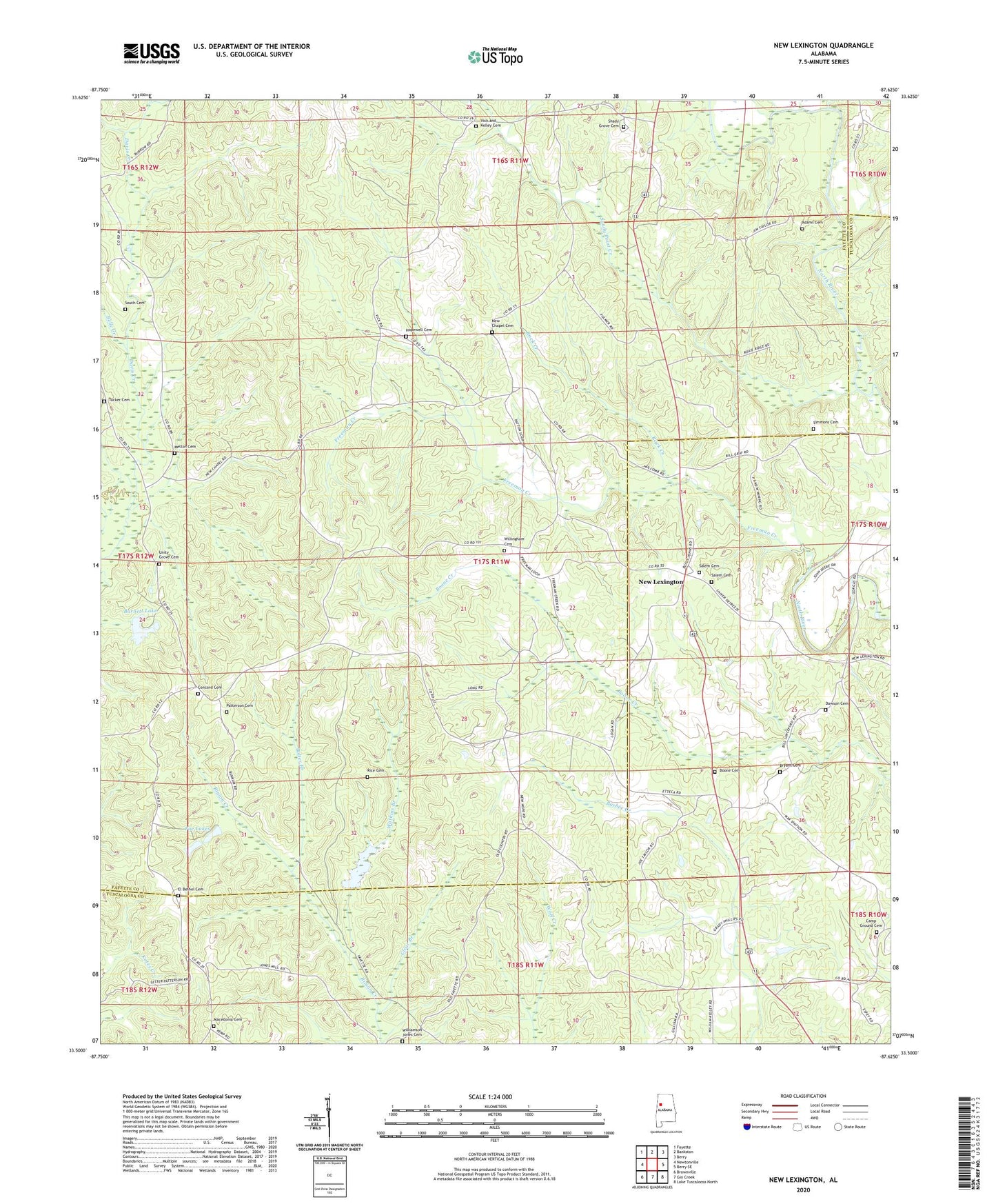 New Lexington Alabama US Topo Map Image