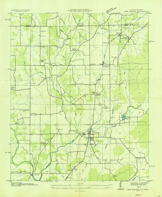 Classic USGS New Market Alabama 7.5'x7.5' Topo Map Image