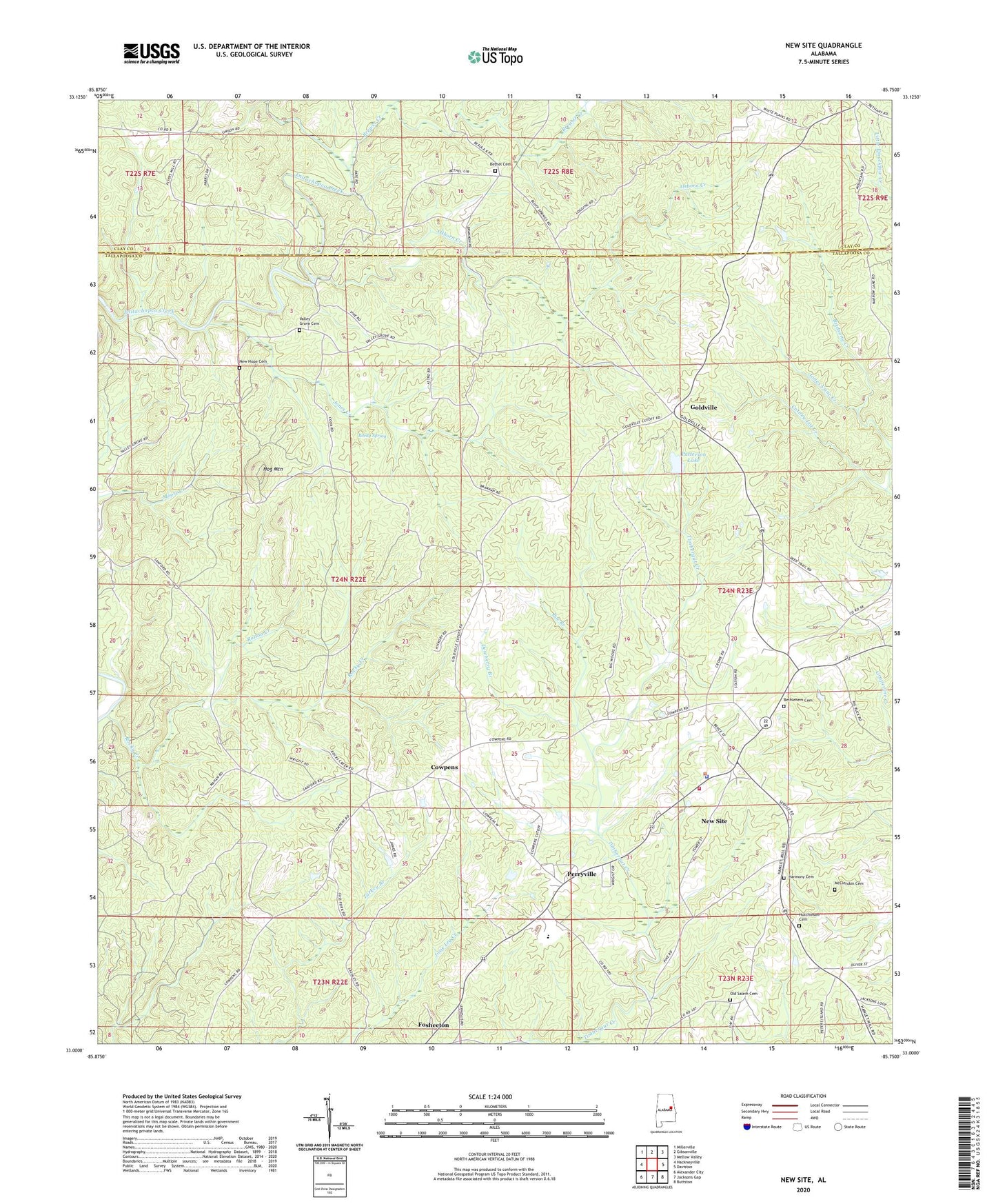 New Site Alabama US Topo Map Image