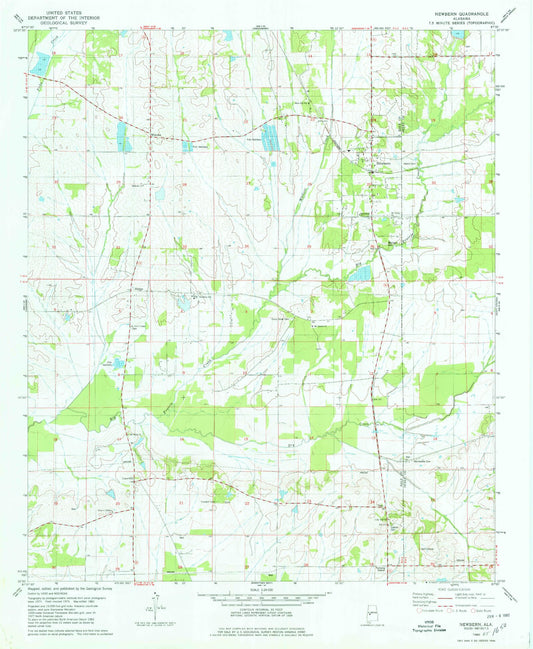 Classic USGS Newbern Alabama 7.5'x7.5' Topo Map Image