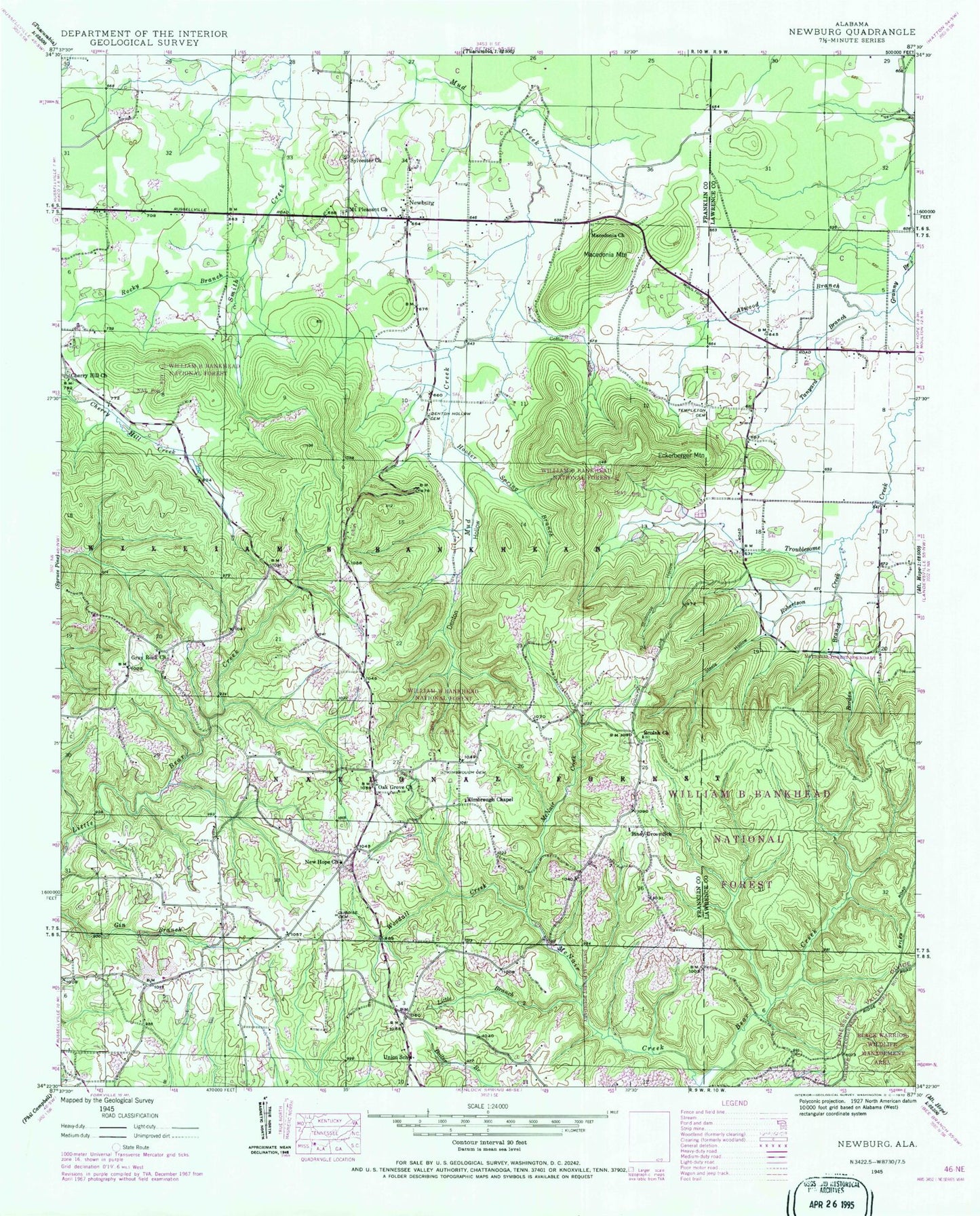 Classic USGS Newburg Alabama 7.5'x7.5' Topo Map Image