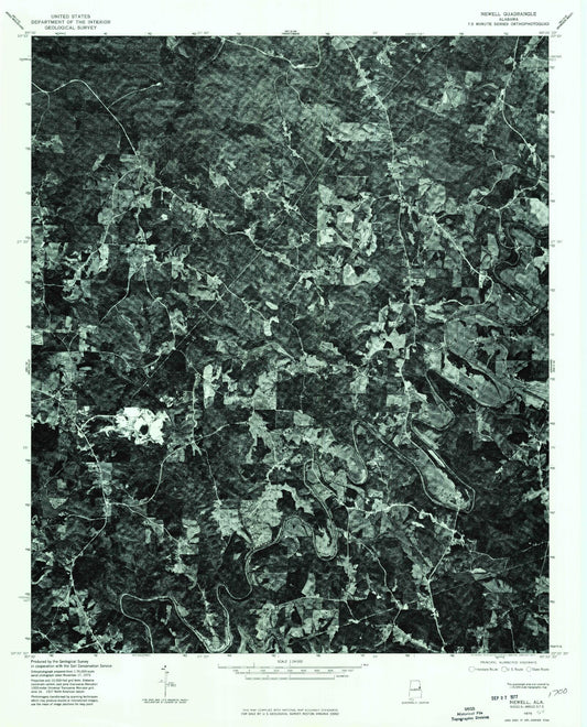 Classic USGS Newell Alabama 7.5'x7.5' Topo Map Image