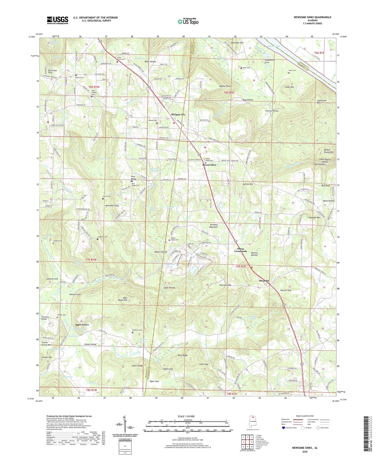 Newsome Sinks Alabama US Topo Map Image