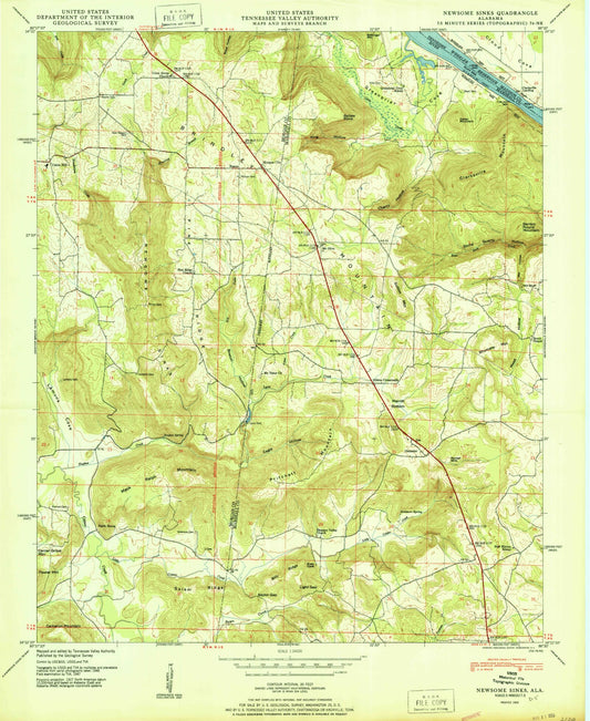 Classic USGS Newsome Sinks Alabama 7.5'x7.5' Topo Map Image