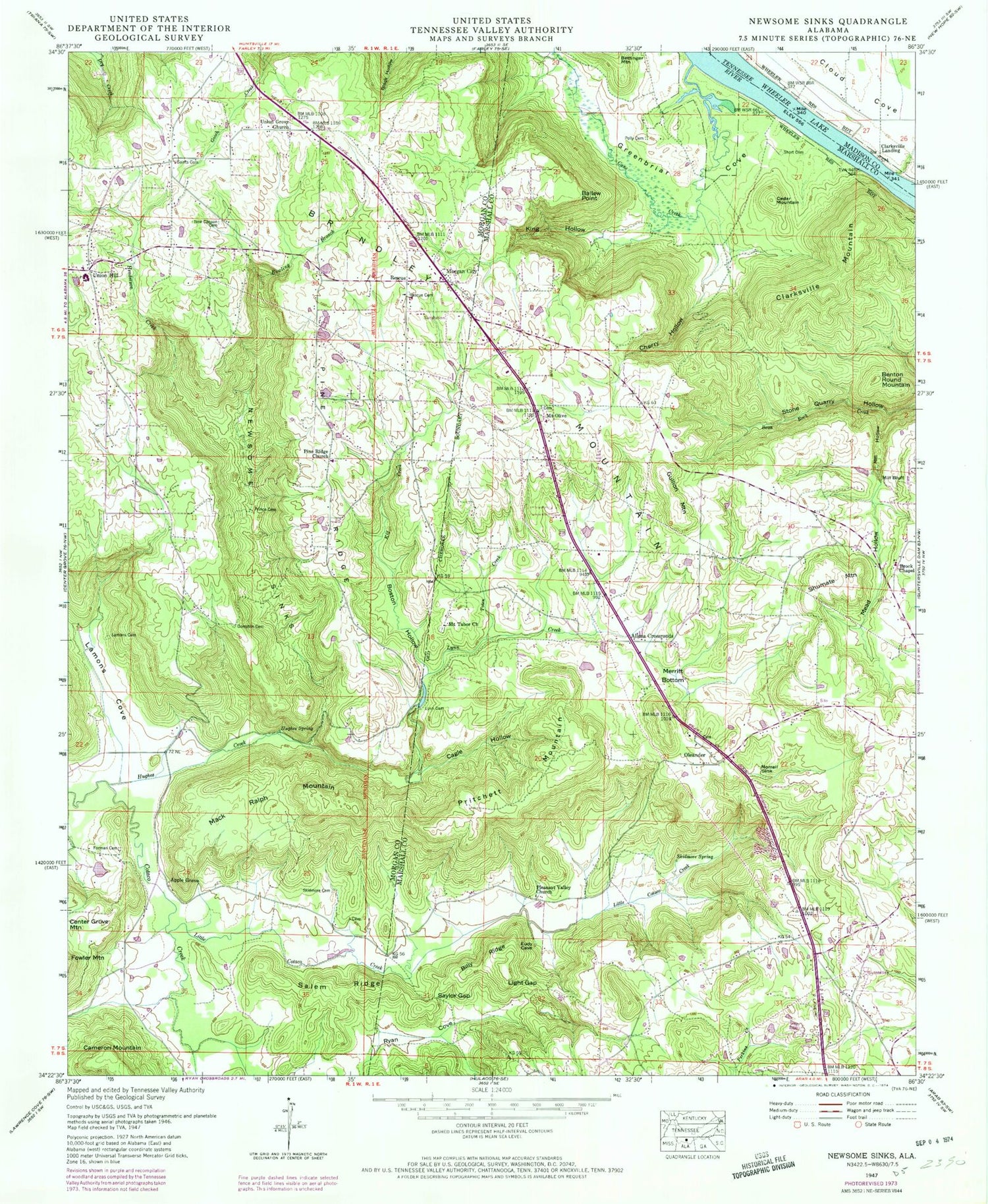 Classic USGS Newsome Sinks Alabama 7.5'x7.5' Topo Map Image