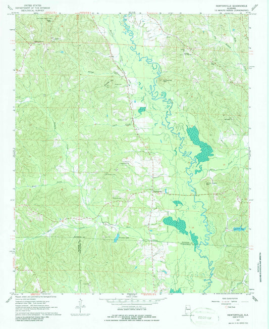 Classic USGS Newtonville Alabama 7.5'x7.5' Topo Map Image