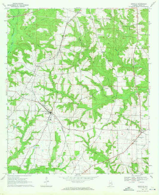 Classic USGS Newville Alabama 7.5'x7.5' Topo Map Image