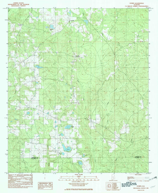 Classic USGS Nymph Alabama 7.5'x7.5' Topo Map Image