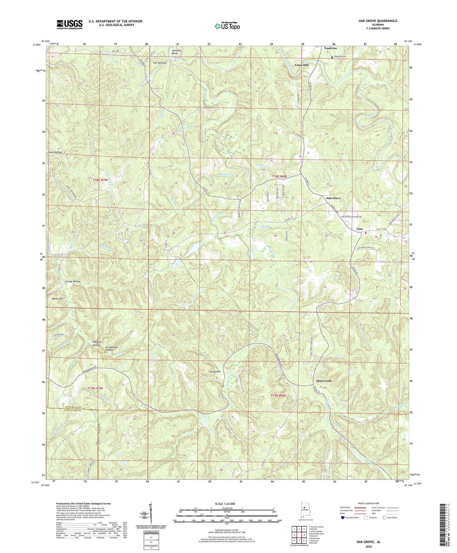 Oak Grove Alabama US Topo Map Image