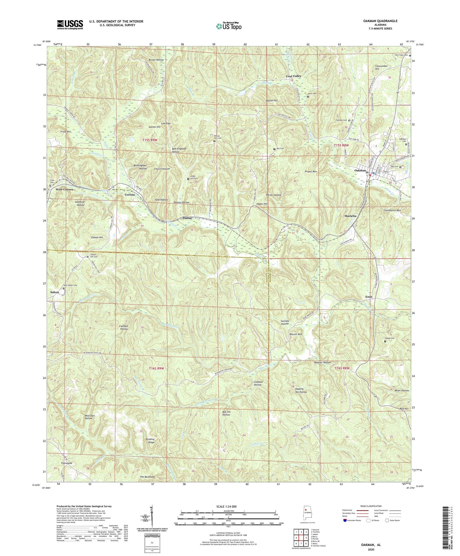 Oakman Alabama US Topo Map Image