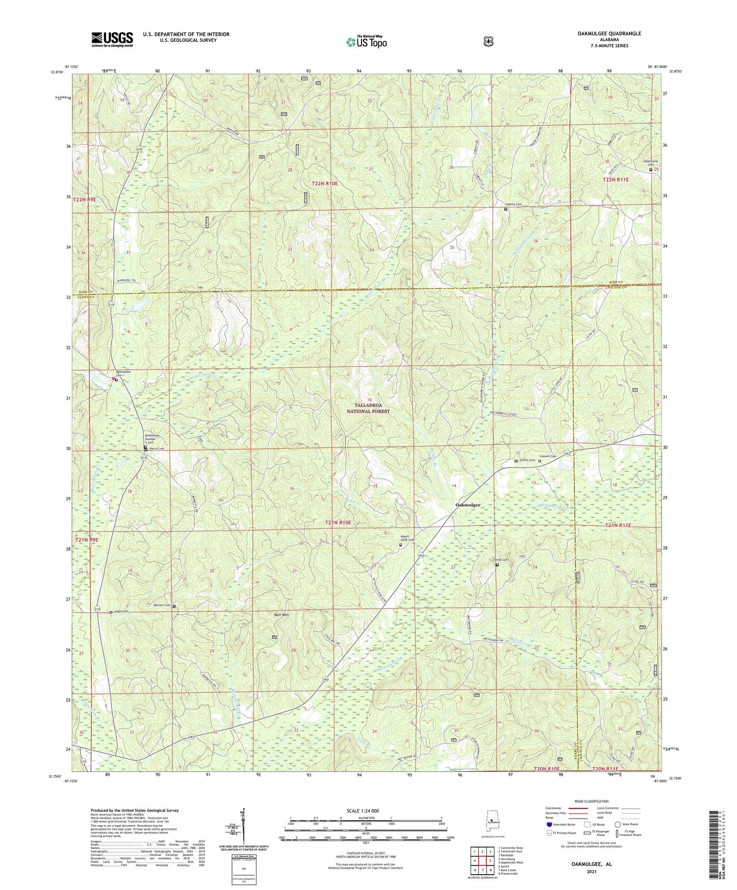 Oakmulgee Alabama US Topo Map Image