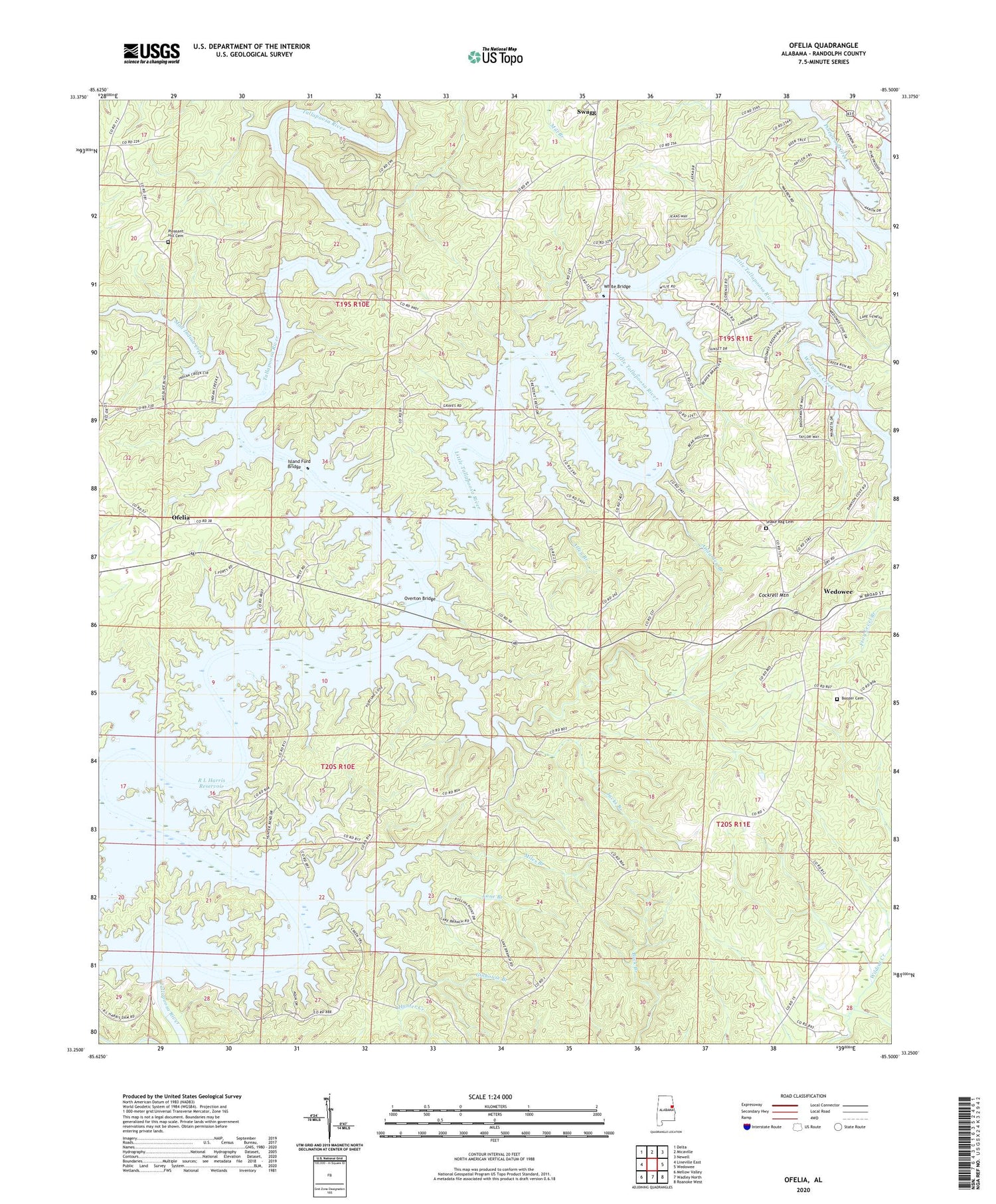 Ofelia Alabama US Topo Map Image