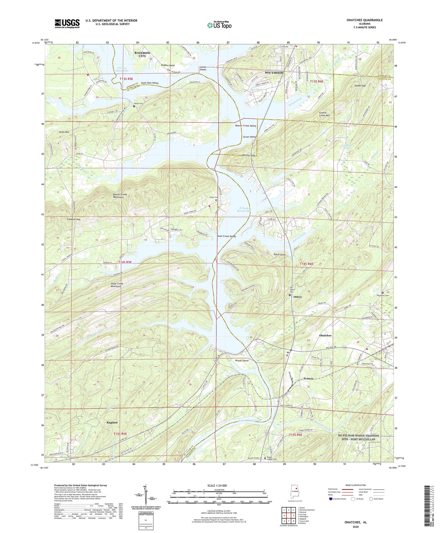 Ohatchee Alabama US Topo Map Image