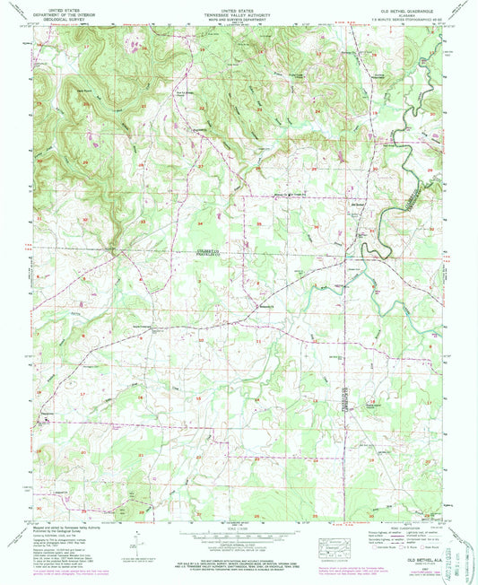 Classic USGS Old Bethel Alabama 7.5'x7.5' Topo Map Image