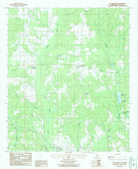 Classic USGS Old Kingston Alabama 7.5'x7.5' Topo Map Image