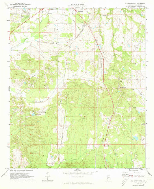 Classic USGS Old Spring Hill Alabama 7.5'x7.5' Topo Map Image