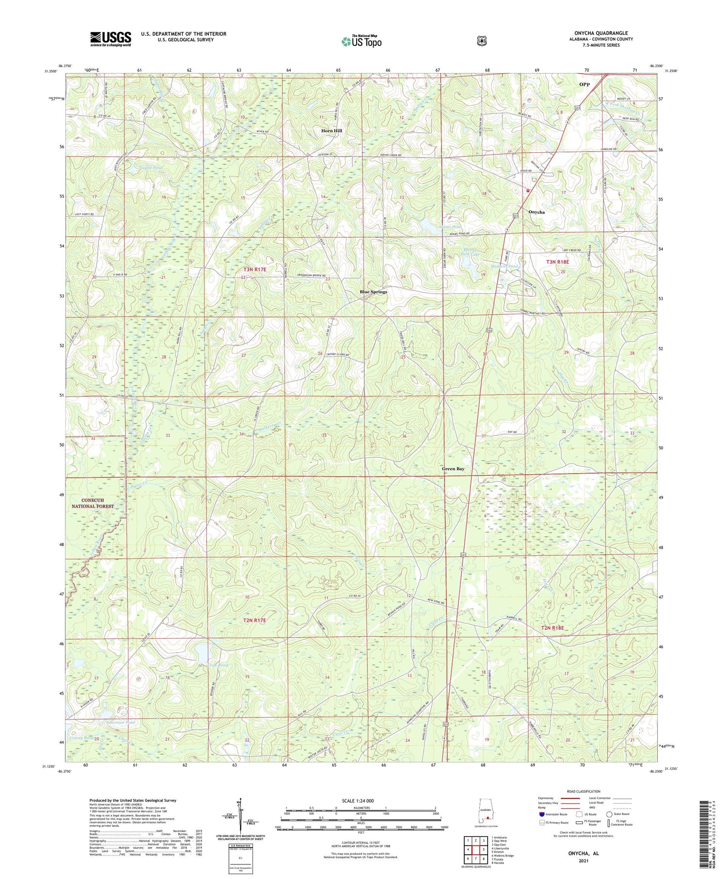 Onycha Alabama US Topo Map Image