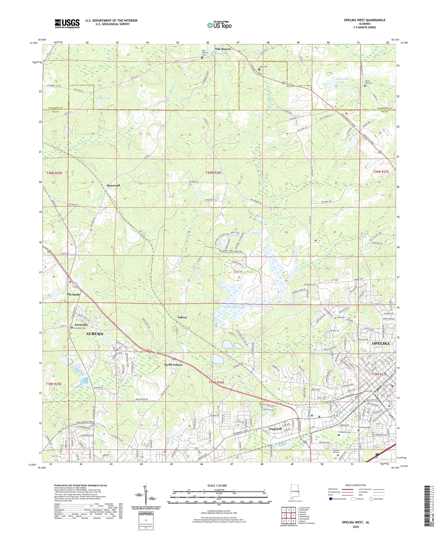 Opelika West Alabama US Topo Map Image