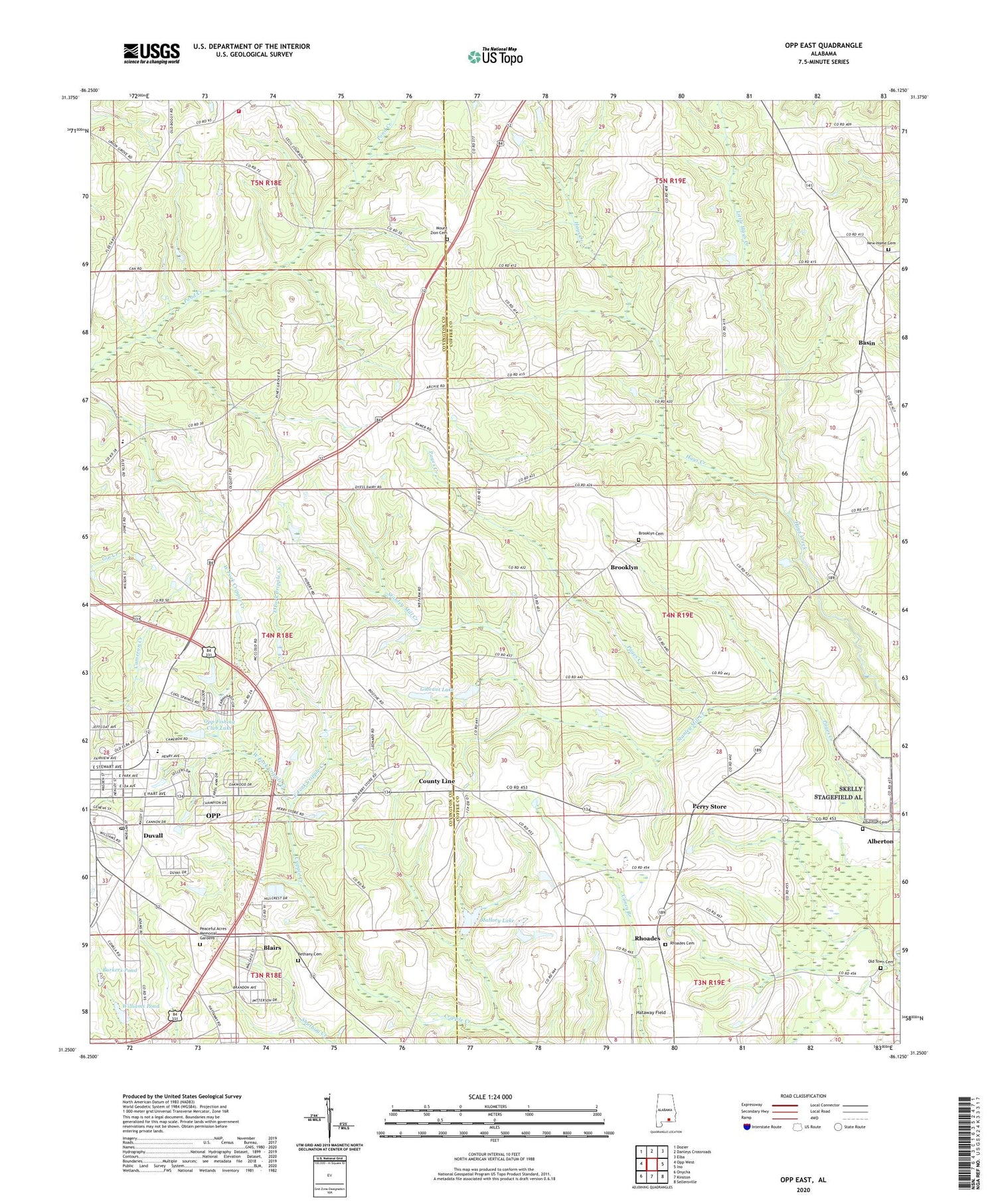 Opp East Alabama US Topo Map Image